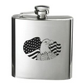 6 Oz. Metal Flask w/ Brush Silver Finish